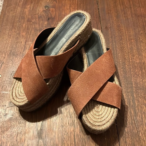 Allsaints Harlem Espadrille Platform Slide Sandal Rust Brown - Picture 2 of 6